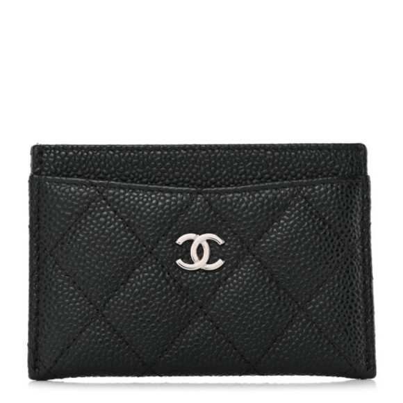 CHANEL Handbags - CHANEL CLASSIC CARD HOLDER CASE CAVIAR Grained Calfskin SHW Black